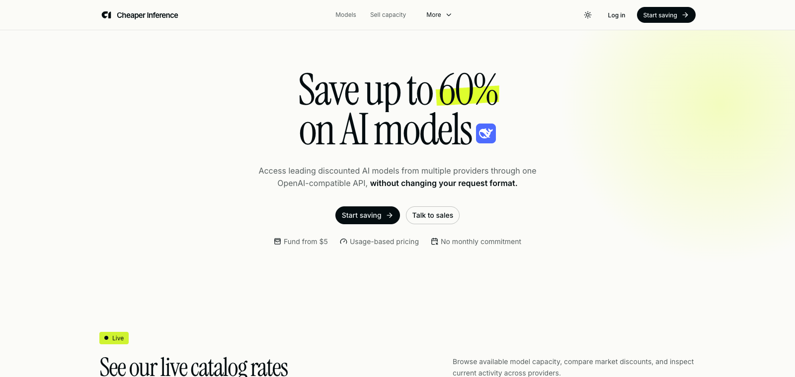 Cheaper Inference homepage preview