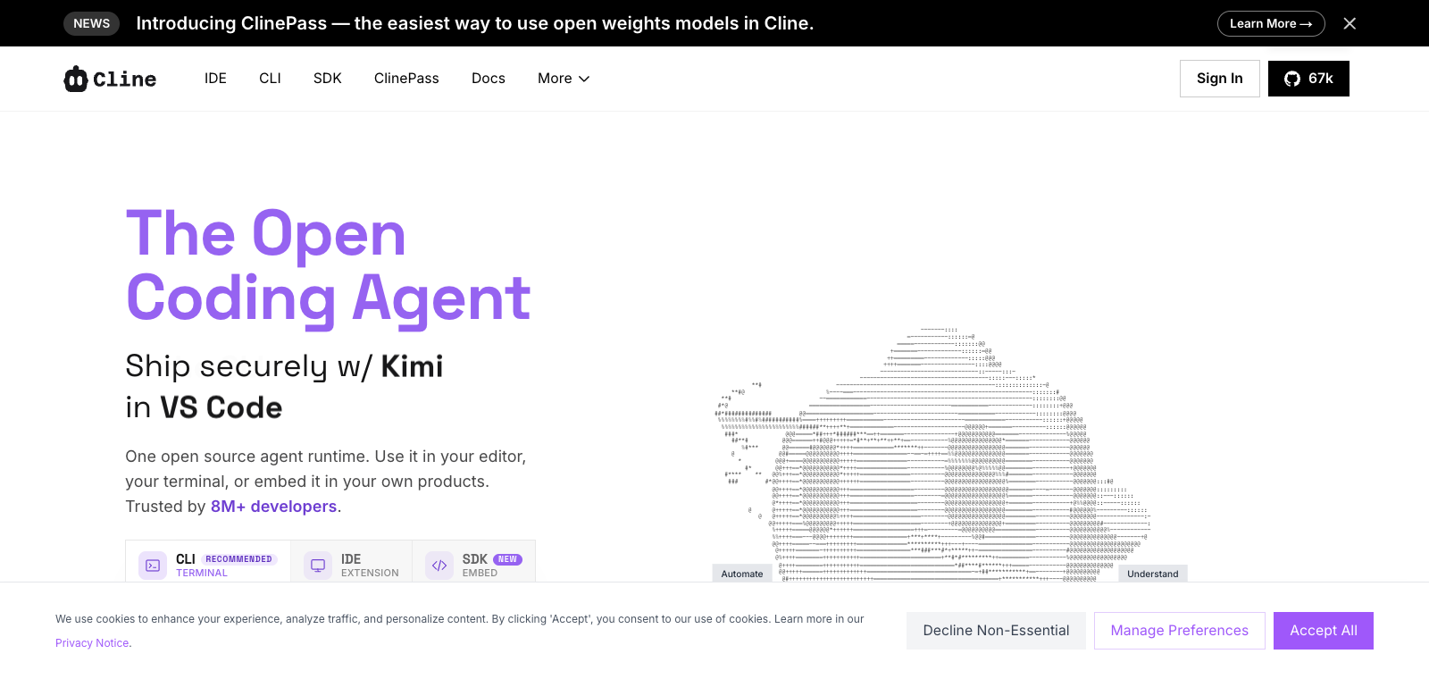Cline homepage preview