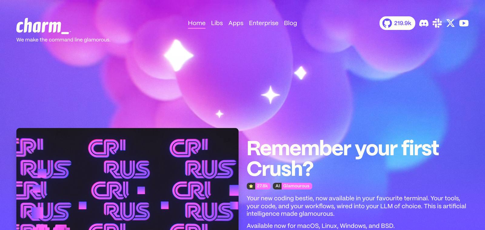 Crush homepage preview