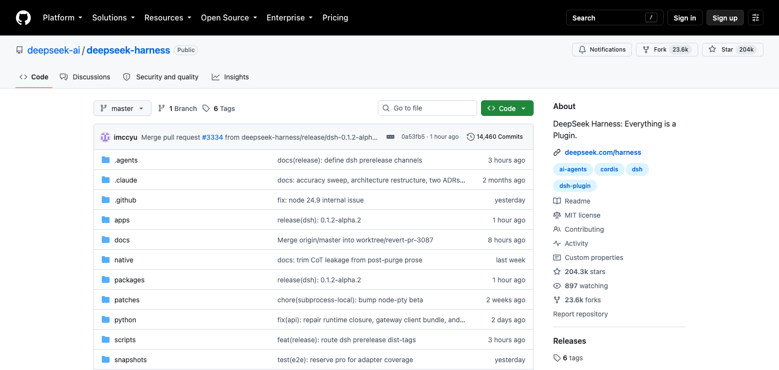 Aperçu de la page d'accueil de DeepSeek Harness