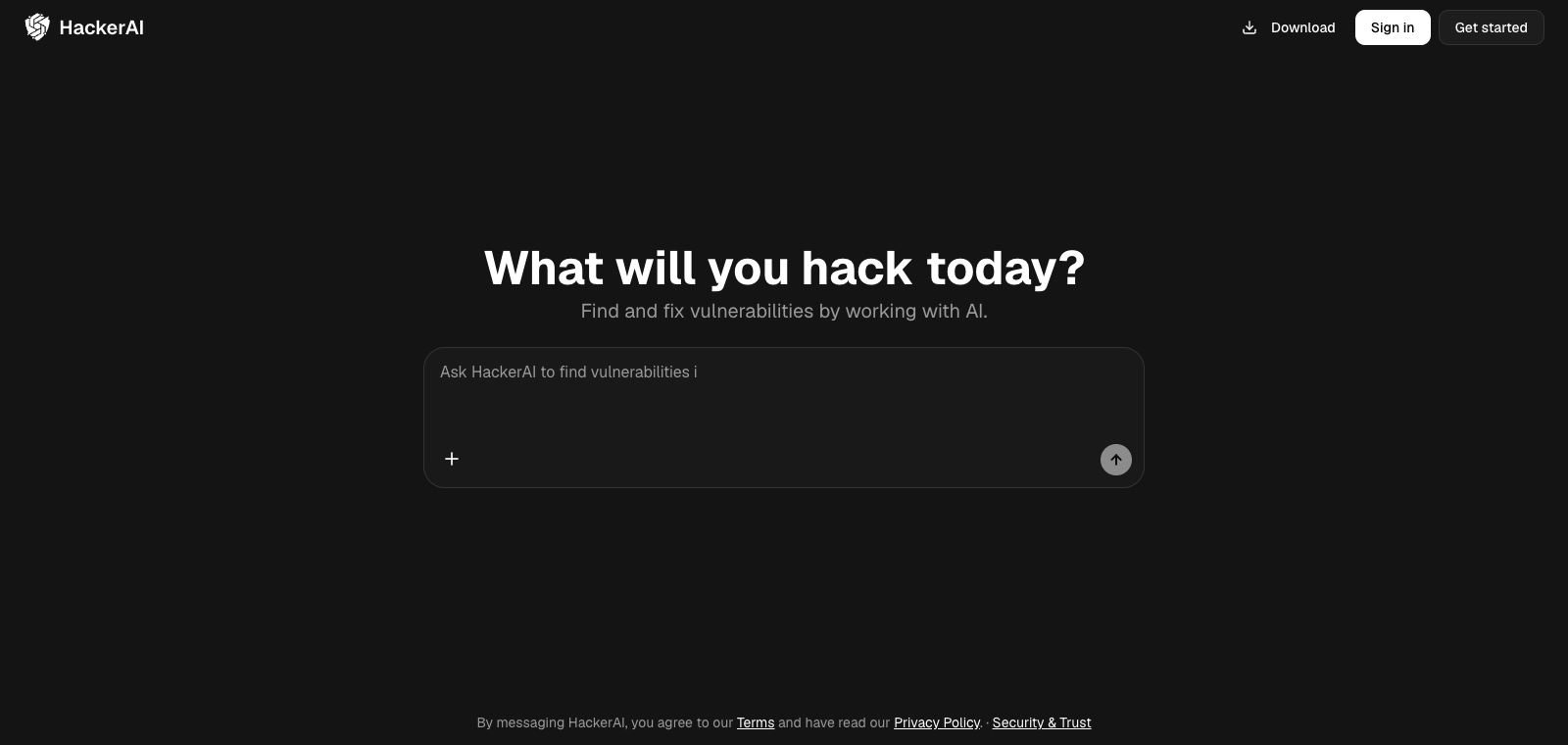 HackerAI homepage preview