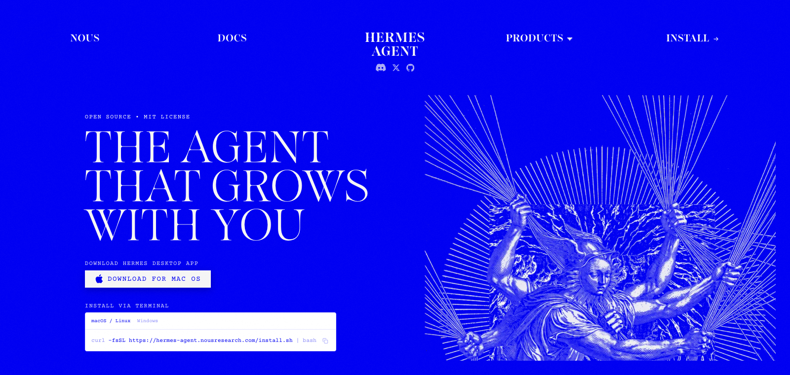 Hermes Agent homepage preview
