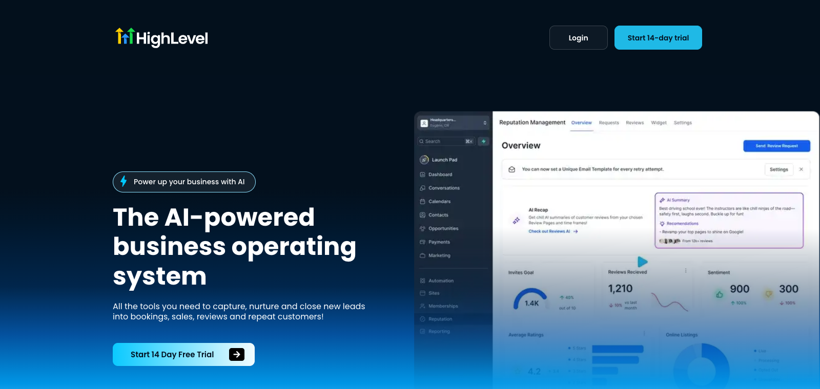 HighLevel homepage preview