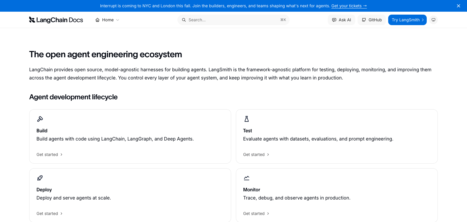LangChain homepage preview