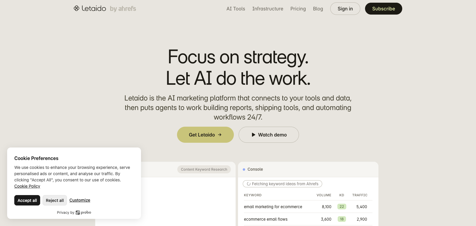 Letaido homepage preview