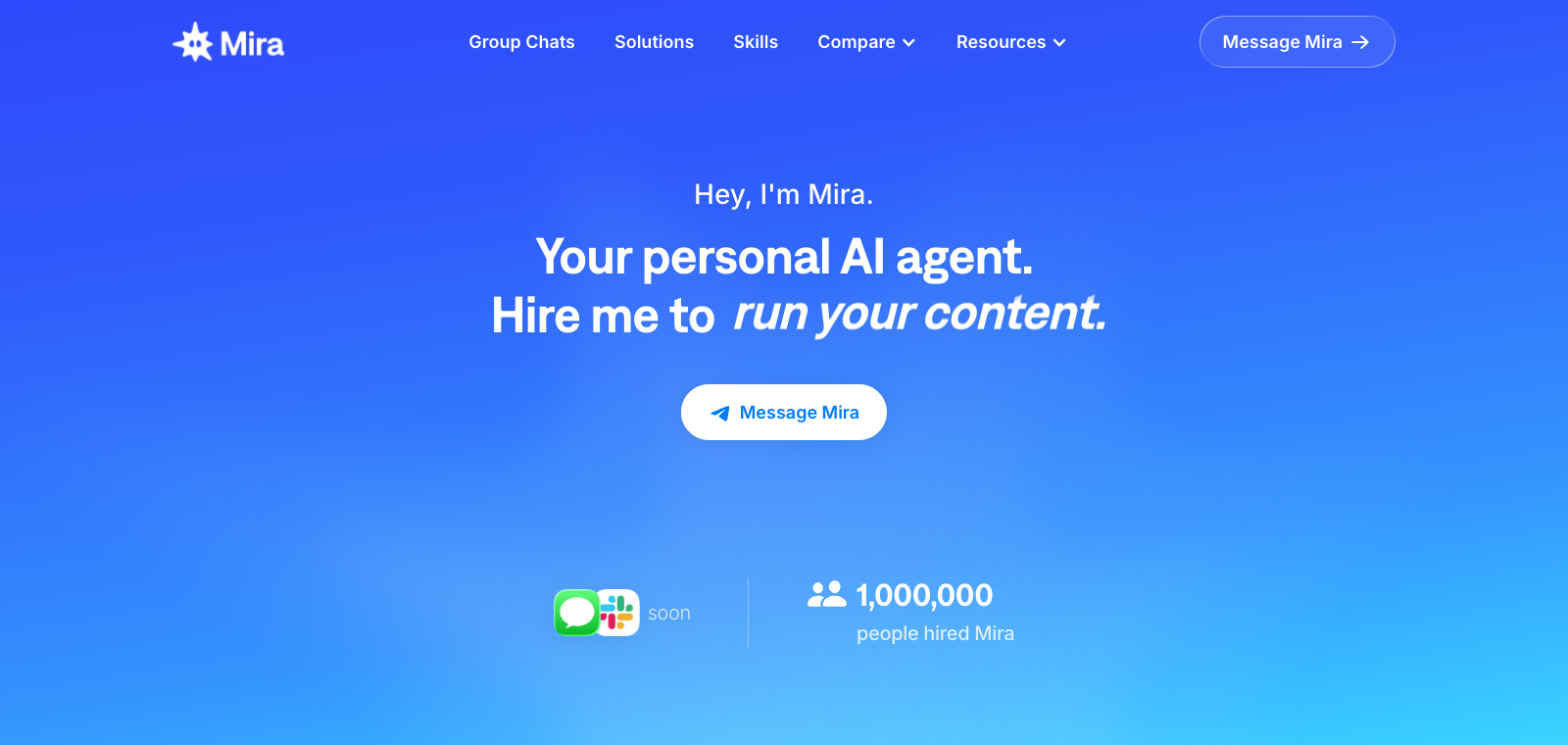 Mira homepage preview