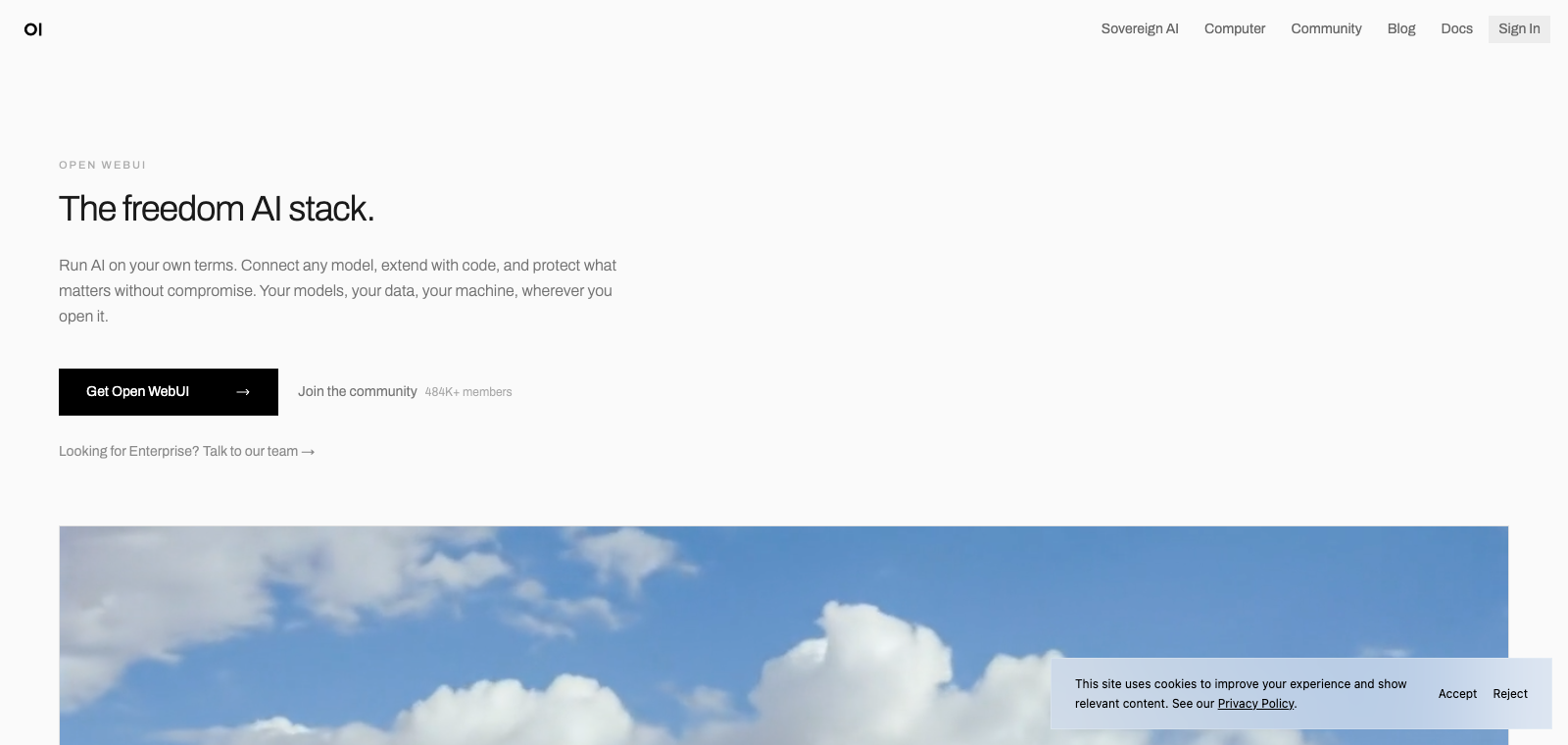 Open WebUI homepage preview