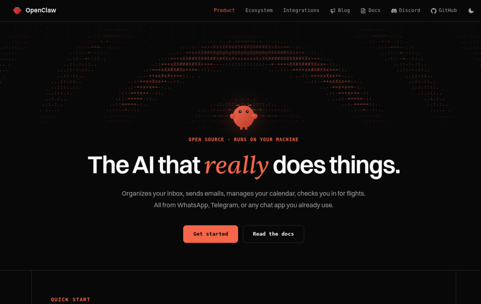 OpenClaw homepage preview