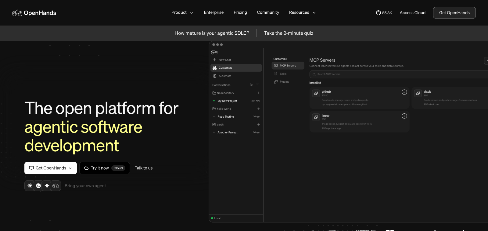 OpenHands homepage preview