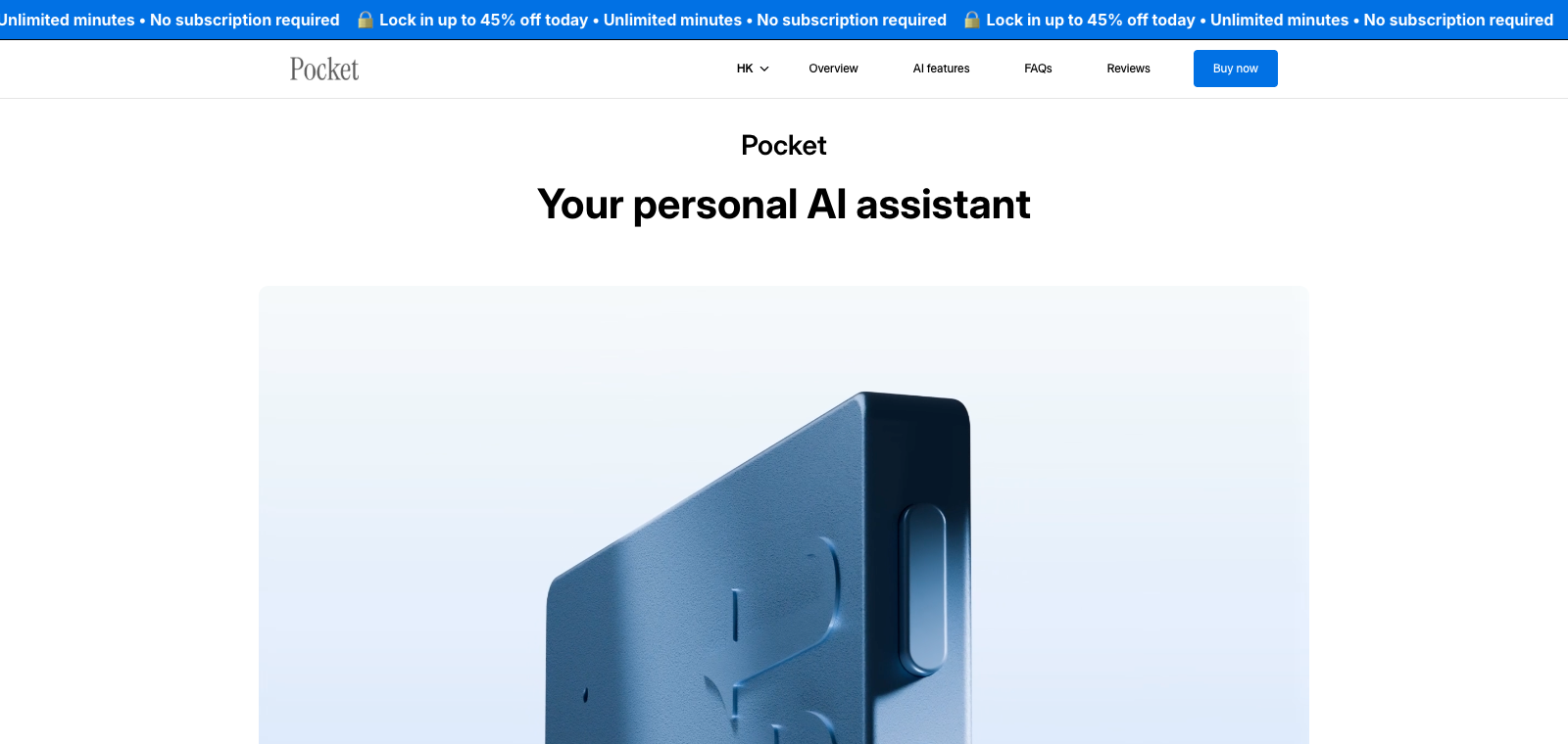 Aperçu de la page d'accueil de Pocket AI