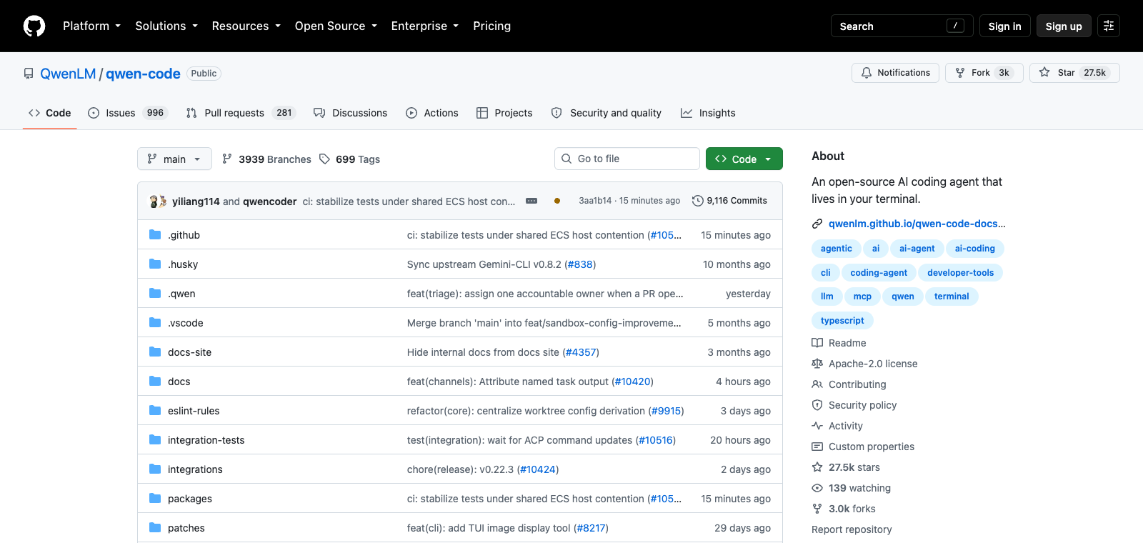 Qwen Code homepage preview