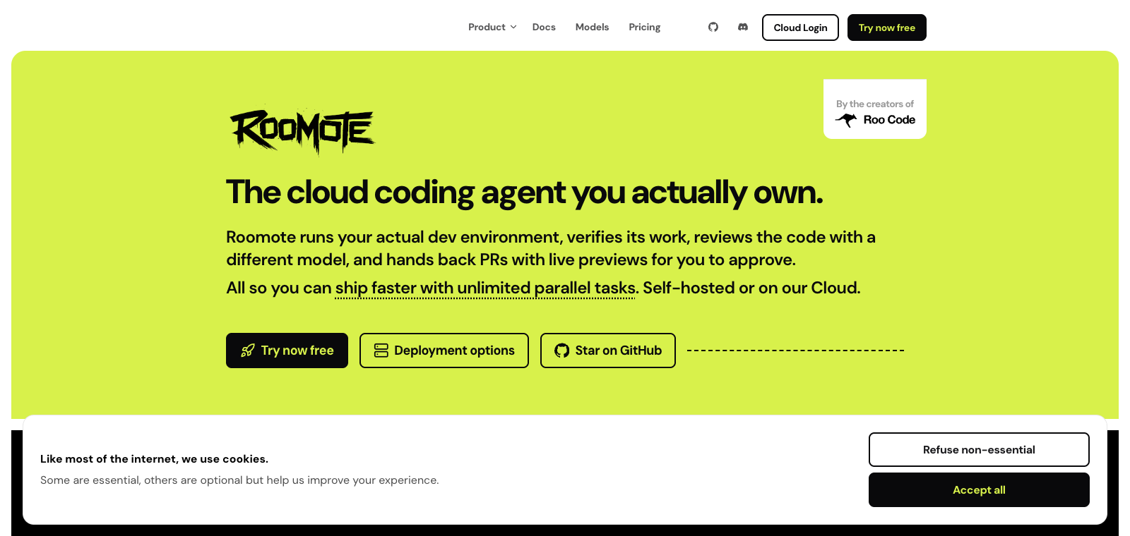 Roo Code homepage preview