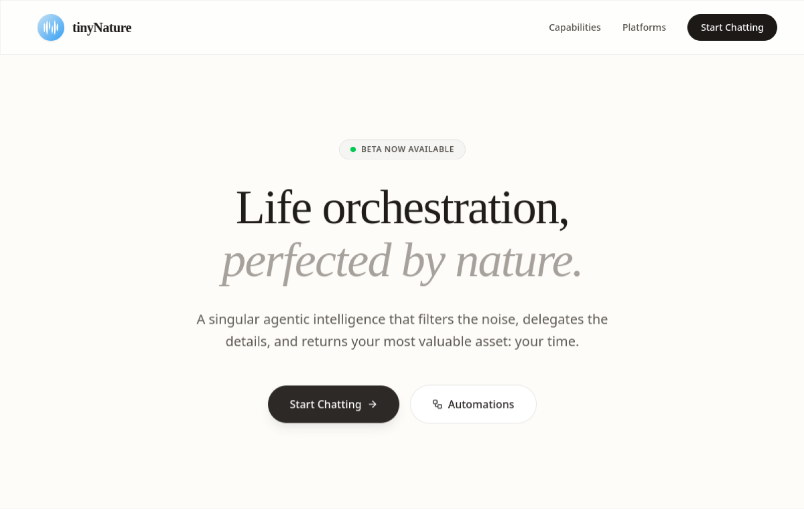 tinyNature homepage preview