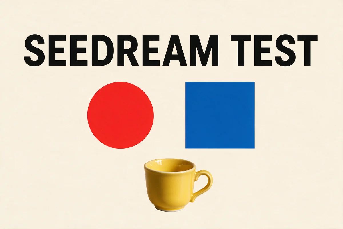 Seedream 5.0 Pro two-reference editing result, combining a poster with a yellow cup