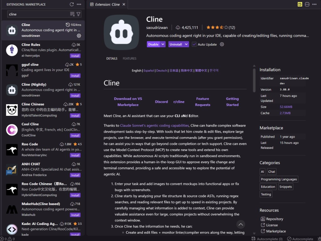 Install Cline