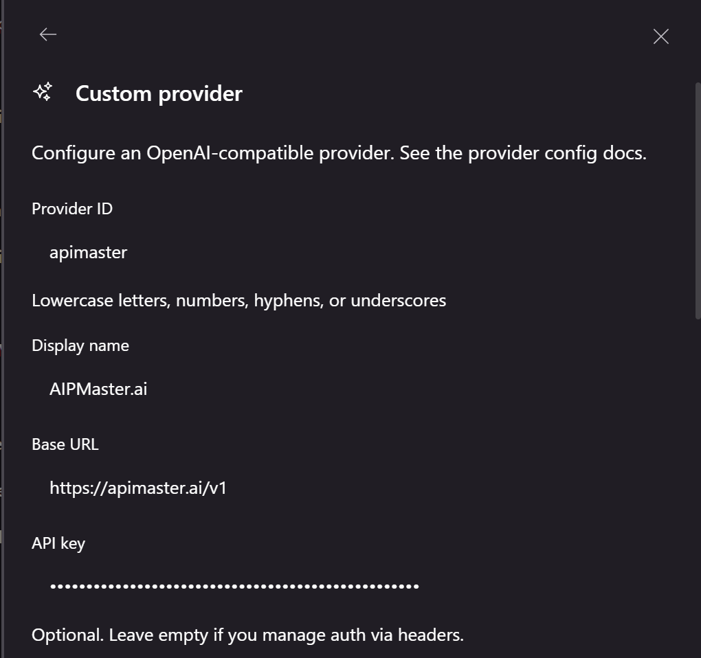 Custom provider form