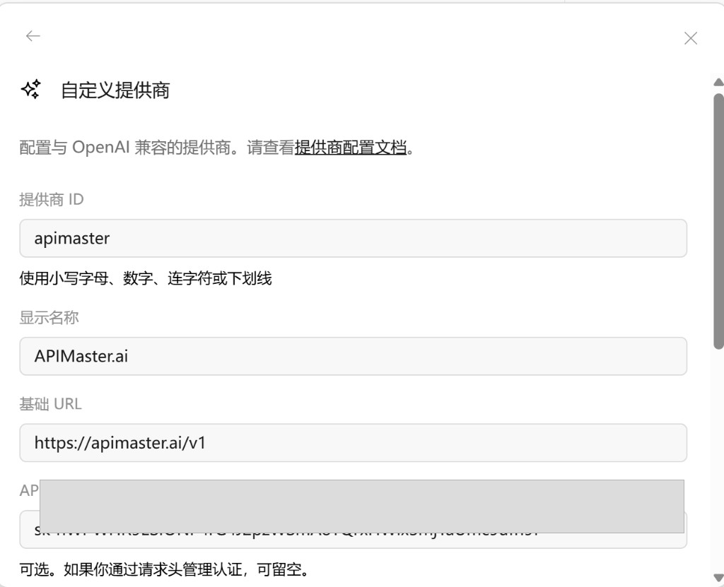 Custom provider form
